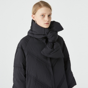 玛丝菲尔白鹅绒2020年冬新款时尚洋气宽松中长款加厚外套羽绒服女