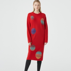 Marisfrolg/玛丝菲尔纯羊毛2020年冬季新款长袖中长款针织连衣裙