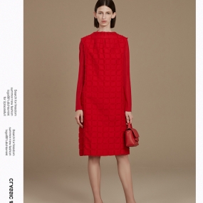 Marisfrolg/玛丝菲尔红色连衣裙女装2019冬季新款中长款宽松裙子