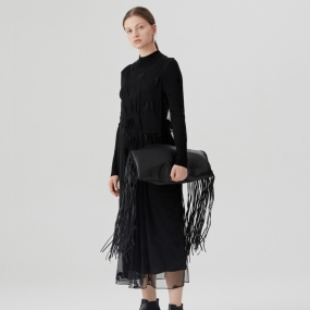 Marisfrolg/玛丝菲尔2020年冬季新款黑色连衣裙两件套中长款裙子