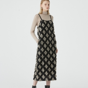 Marisfrolg/玛丝菲尔2020冬季新款吊带连衣裙中长款羊毛裙子洋装