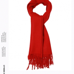 Marisfrolg/玛丝菲尔红色围巾女装2019冬季新款流苏针织羊绒围脖