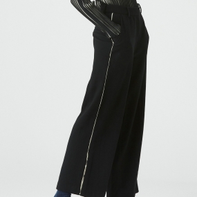 Marisfrolg玛丝菲尔羊毛2020年冬季新款黑色条纹宽松阔腿裤休闲裤