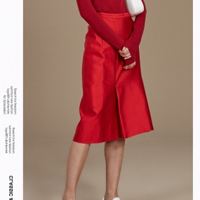 玛丝菲尔红色半身裙女装2019冬季新款羊毛中长款裙子桑蚕丝