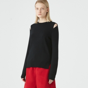 Marisfrolg玛丝菲尔2020冬季新款毛衣女黑色长袖针织衫