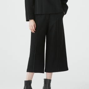 Marisfrolg玛丝菲尔羊毛2020年冬季新款黑色宽松休闲裤七分裤女装