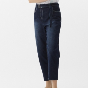 Marisfrolg玛丝菲尔女装2021年春季新款直筒长裤子高腰显瘦牛仔裤