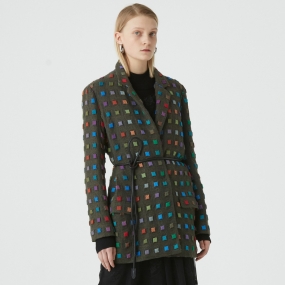 Marisfrolg/玛丝菲尔羊毛2020年冬季新款拼色时尚气质短外套女装