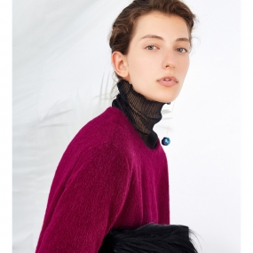 Marisfrolg/玛丝菲尔女装圆领羊驼毛混纺连衣裙冬季新款专柜正品