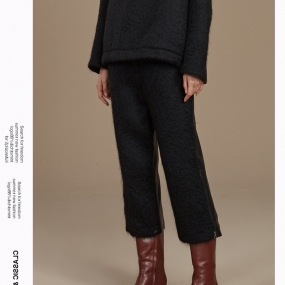 Marisfrolg玛丝菲尔2019冬季新款时尚气质宽松拼接休闲裤女装