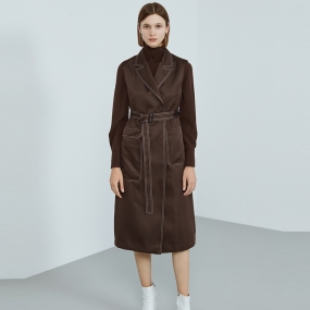 Marisfrolg/玛丝菲尔女装2020年冬季新款V领无袖系带中长款连衣裙