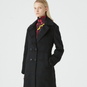 Marisfrolg/玛丝菲尔羊毛2020年冬季新款女装黑色中长款毛呢外套