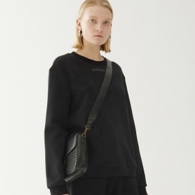 Marisfrolg玛丝菲尔2020秋季新款套头卫衣女黑色宽松女装时尚上衣
