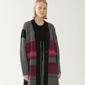 Marisfrolg/玛丝菲尔2020秋季新款女装条纹针织衫开衫纯羊毛外套