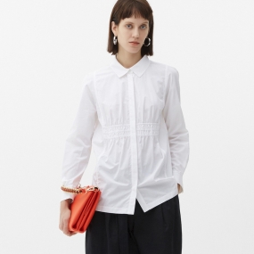 Marisfrolg玛丝菲尔女装2021年春季新款纯棉上衣时尚气质白色衬衫