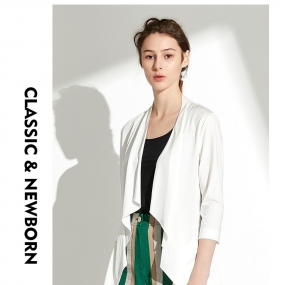 Marisfrolg玛丝菲尔女装2019夏季新款简约时尚休闲白色通勤短外套