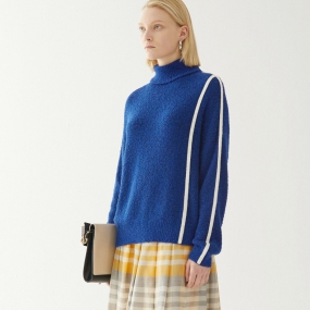 Marisfrolg/玛丝菲尔2020秋季新款套头毛衣女蓝色宽松时尚针织衫
