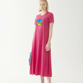 Marisfrolg玛丝菲尔2020年夏季新款女装中长款红色时尚连衣裙裙子