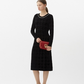 Marisfrolg玛丝菲尔羊毛2020年冬季新款女装黑色长袖中长款连衣裙