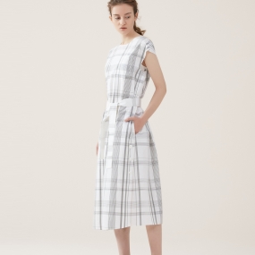 Marisfrolg玛丝菲尔2020年夏季新款格子中长款收腰时尚连衣裙裙子