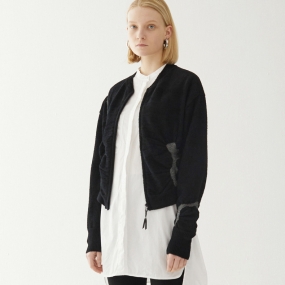 Marisfrolg玛丝菲尔2020年秋季新款女装黑色设计感毛针织开衫毛衣