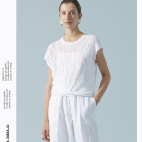 Marisfrolg/玛丝菲尔白色T恤女装2020夏季新款镂空针织薄系带上衣