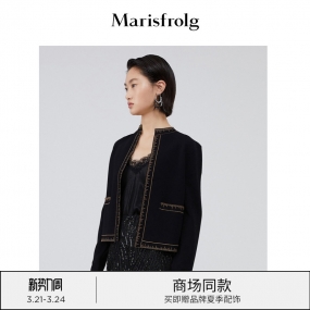 【商场同款】玛丝菲尔22年春季新款小香风黑色短外套设计感小众女