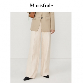 【葡萄牙进口面料】玛丝菲尔22年春新款米黄色休闲直筒裤复古优雅