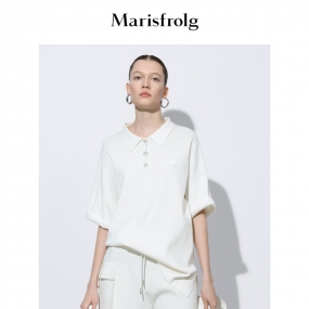 【商场同款】玛丝菲尔女装2021夏季新款白色衬衫时尚短袖宽松上衣
