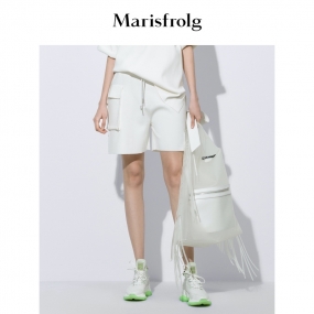 【商场同款】玛丝菲尔女装2021夏季新款白色休闲裤时尚运动短裤