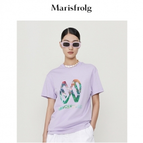 【科技花香面料】玛丝菲尔22夏季新款圆领logo印花短袖T恤预售