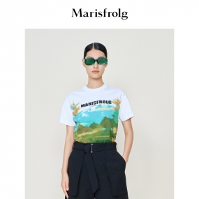 【艺术家联名】玛丝菲尔2022夏季款植物花草风景图案印花T恤