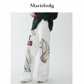 【商场同款】玛丝菲尔女装2021年冬季新款白色阔腿裤休闲裤裤子女