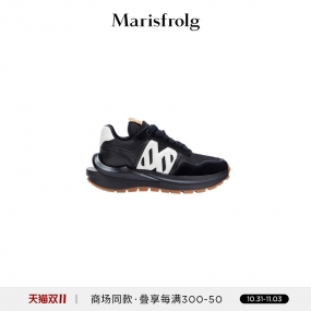 【简约时尚系列】玛丝菲尔2022年新款黑色简约时尚系带低帮休闲鞋