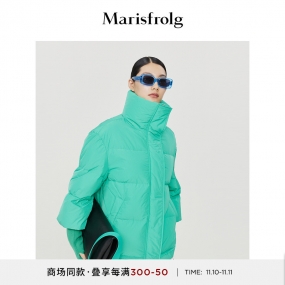 【零压轻薄羽绒服】玛丝菲尔2022冬季新款松石绿宽松短款羽绒服