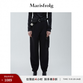 【经典版型】玛丝菲尔冬季新款黑色工装裤休闲裤裤子