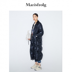 【正反两穿】Marisfrolg玛丝菲尔女冬季新款白鹅绒黑色面包羽绒服