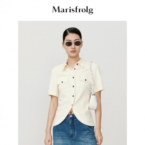 【都市通勤】玛丝菲尔23夏季气质polo领设计感boxy衬衫截短上衣女