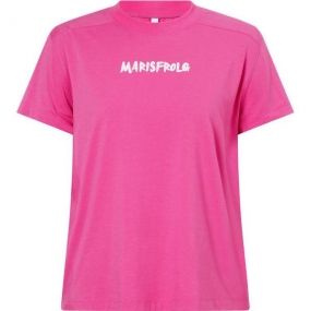【商场同款】玛丝菲尔秋季新款玫粉色圆领字母印花纯棉T恤