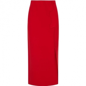 【商场同款】玛丝菲尔冬季新款设计感红色开叉针织半身裙