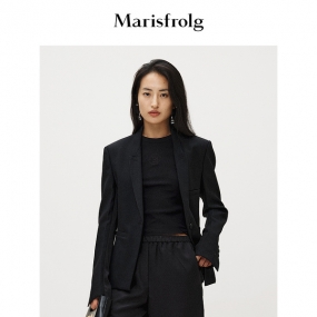 【商场同款】玛丝菲尔2024春季新款黑色短款修身无袖针织背心女